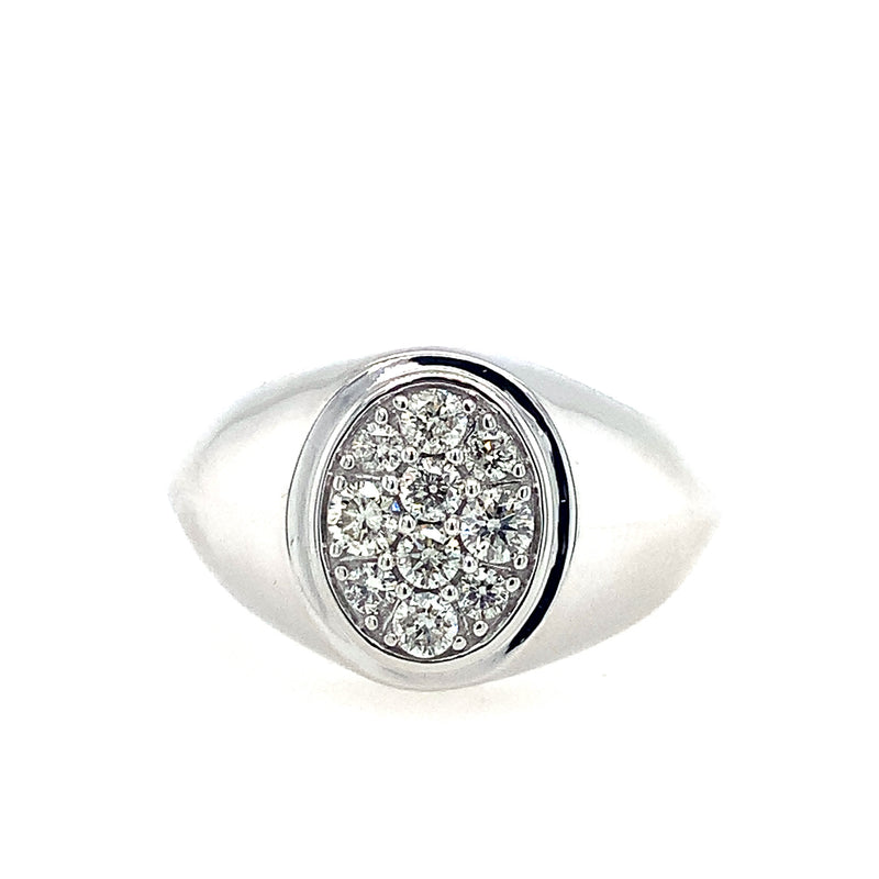 White 14 Karat Cluster Men's Ring
