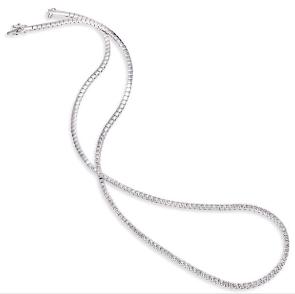 14 Karat White Tennis Style Diamond Necklace