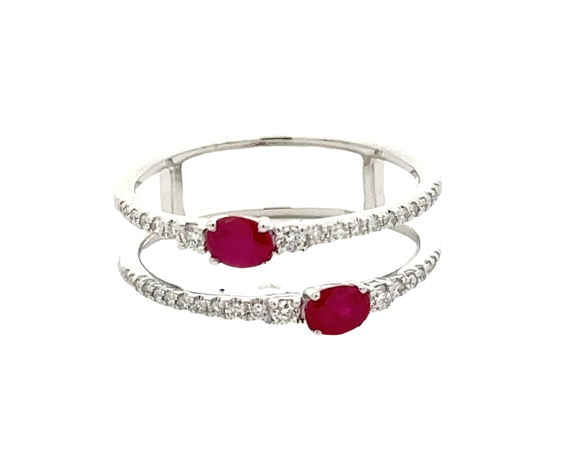 14 Karat White Lady's Stackable Gemstone Fasion Ring