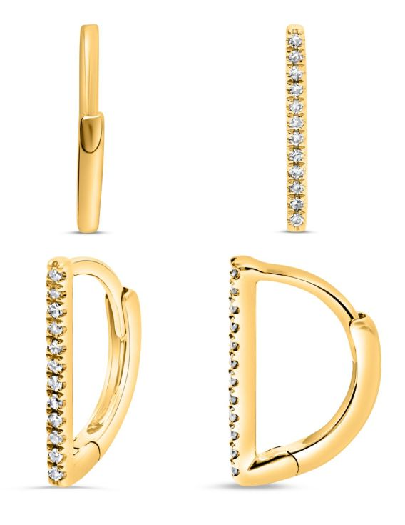 14 Karat Yellow Huggie Diamond Earrings