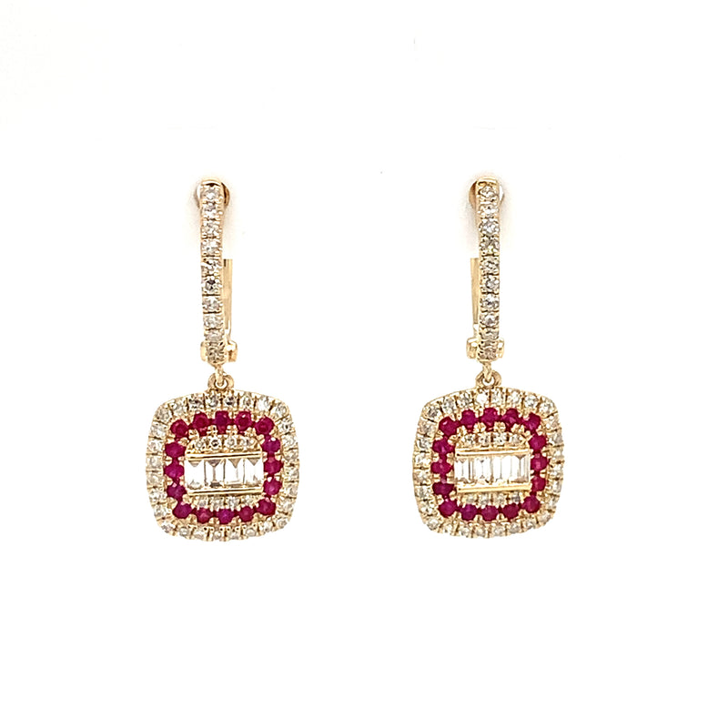 14 Karat Yellow Rubies Gemstone Earrings
