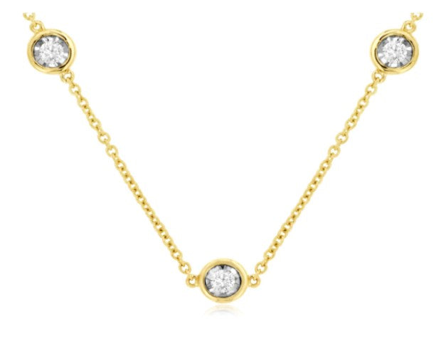 14 Karat Yellow Station Diamond Necklace