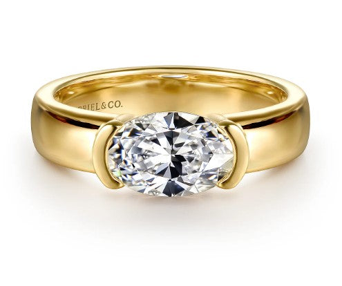 Yellow 14 Karat Solitaire Oval Cut Lab Grown Diamond Engagement Ring