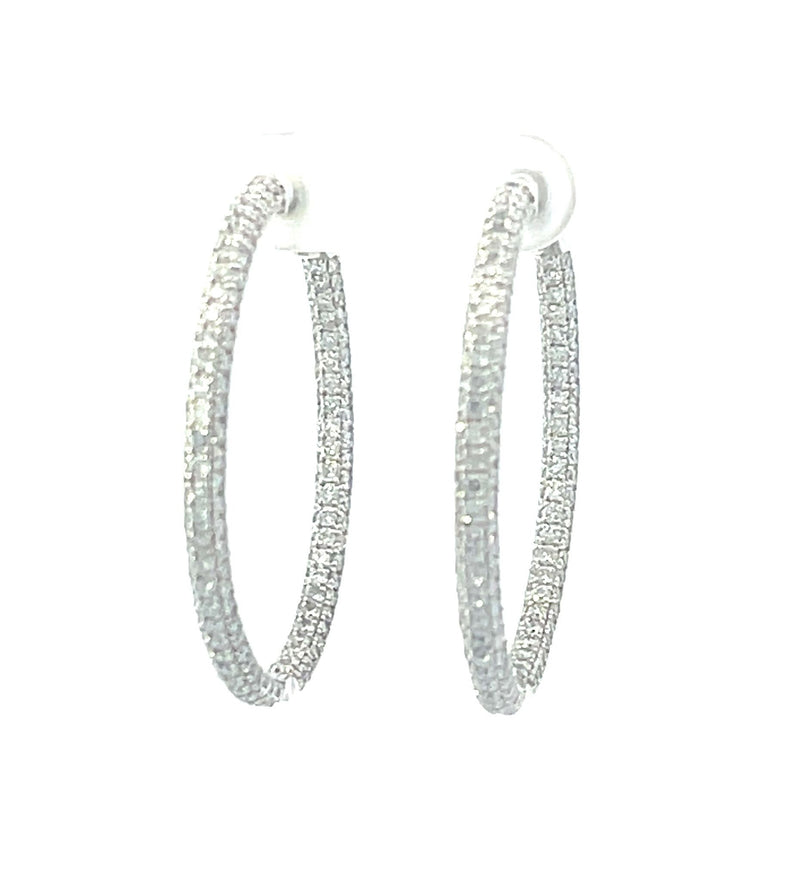 White 14 Karat Medium Hoop Lab Grown Diamond Earrings - MALAKAN DIAMOND CO.