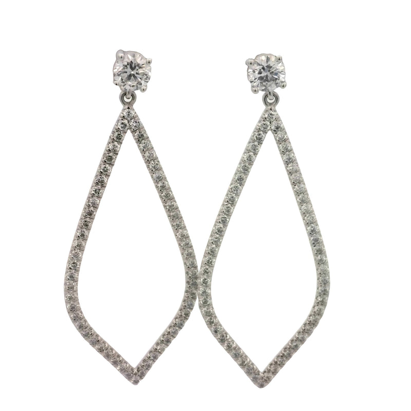 White 14 Karat Dangle Lab Grown Diamond Earrings