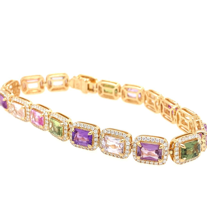 18 Karat Yellow Gemstone Tennis Bracelet