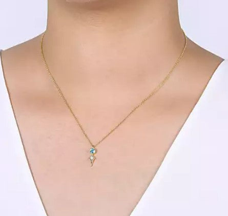 14 Karat Yellow Free Form Gemstone Necklace