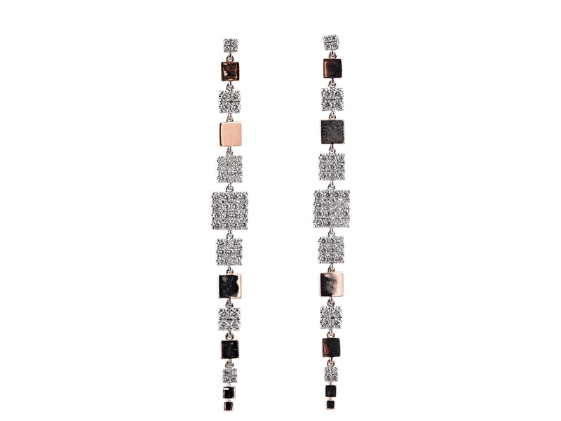14 Karat Two Tone Dangle Diamonds Earrings