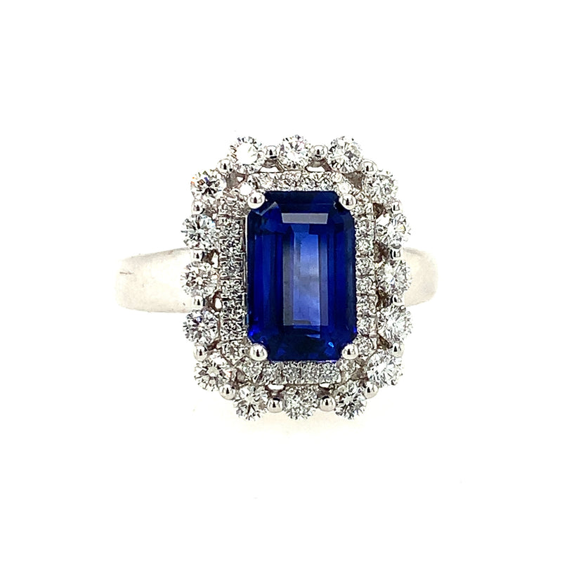 14 Karat White Lady's Halo Gemstone Fasion Ring - GEMSONE CORPORATION