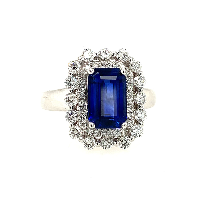 14 Karat White Lady's Halo Gemstone Fasion Ring