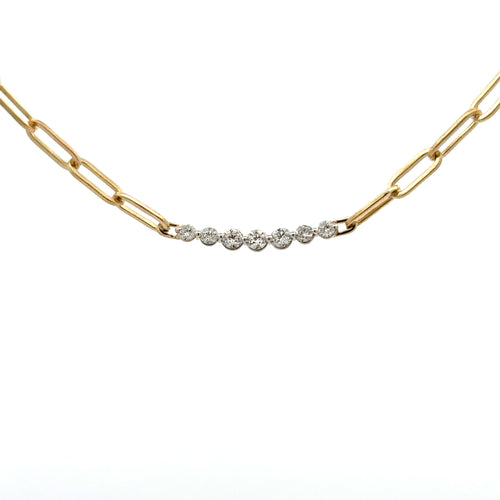 14 Karat Yellow Bar Diamond Necklace - ROYAL JEWELRY MFG, INC.