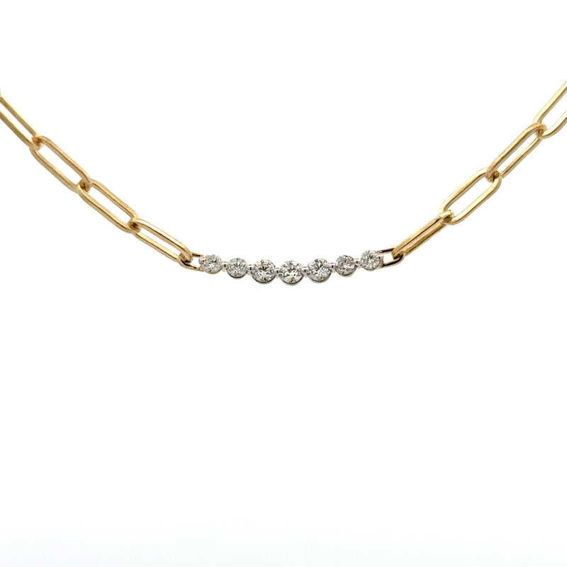 14 Karat Yellow Bar Diamond Necklace