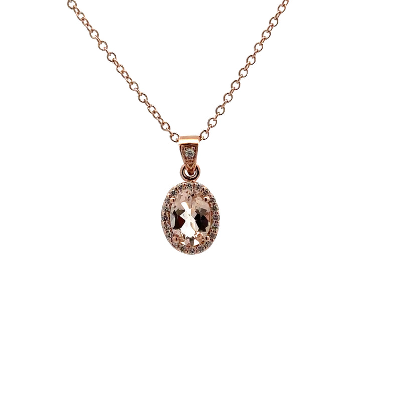 14 Karat Rosé Halo Gemstone Pendant