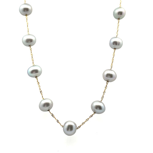 14 Karat Yellow Tin Cup Pearls Necklace - LALI JEWELS