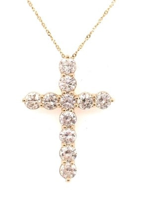 14 Karat Yellow Cross Diamond Pendant