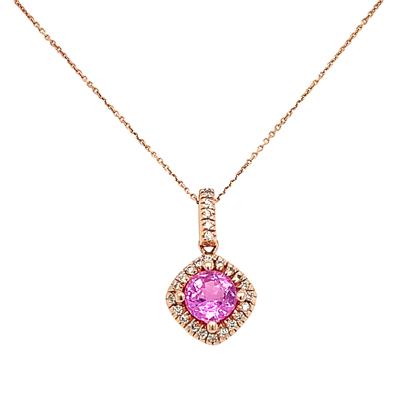 14 Karat Rosé Halo Gemstone Pendant
