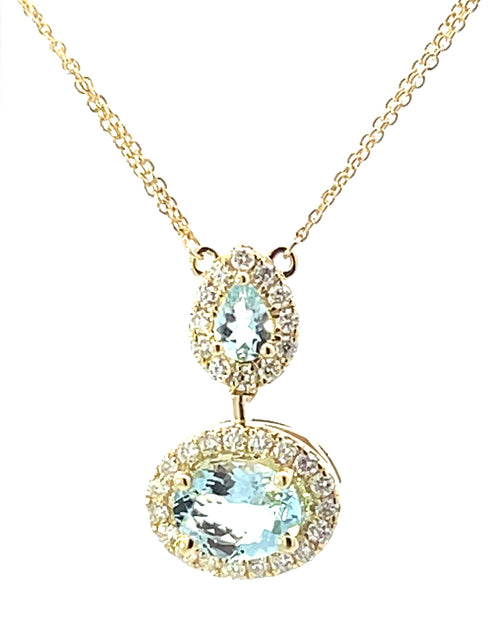 14 Karat Yellow Halo Gemstone Necklace - ROYAL JEWELRY MFG, INC.