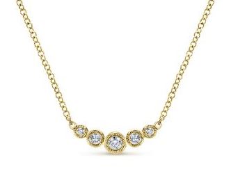 14 Karat Yellow Bar Diamond Necklace - GABRIEL & CO.