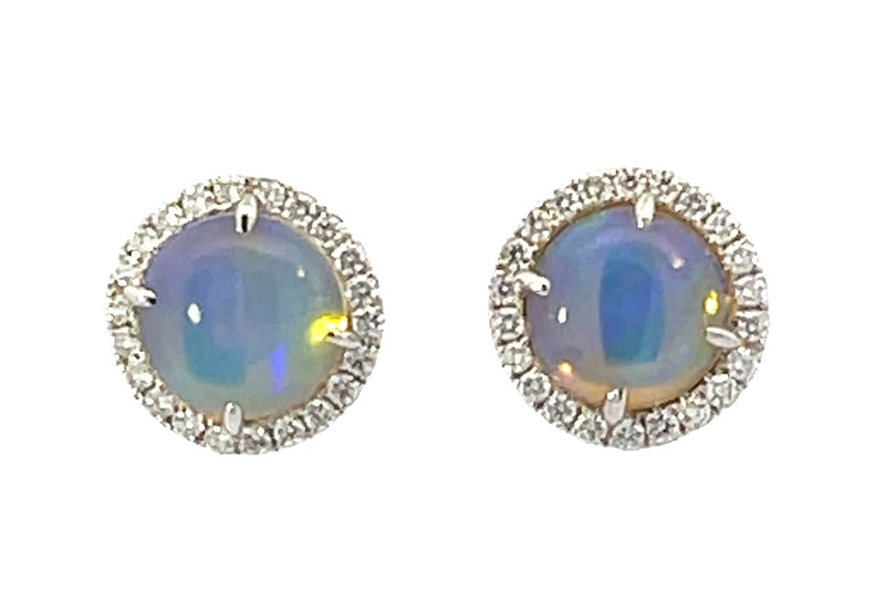 14 Karat White Opal Gemstone Earrings