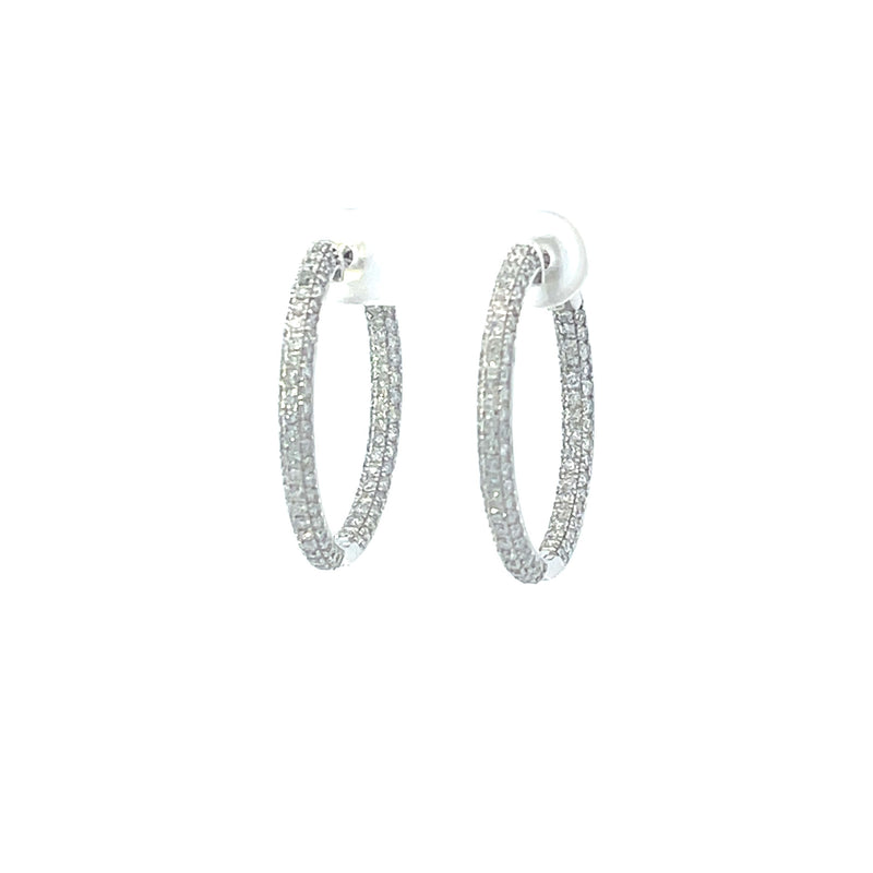 White 14 Karat Small Hoop Lab Grown Diamond Earrings