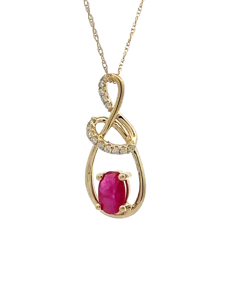 14 Karat Yellow Free Form Gemstone Pendant