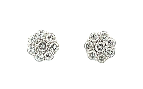 14 Karat White Stud Diamond Earrings - MALAKAN DIAMOND CO.