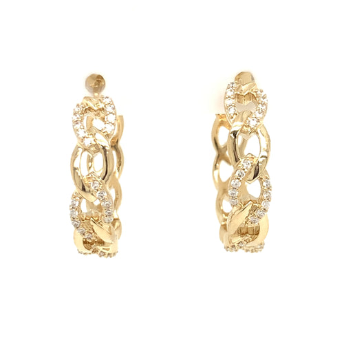 14 Karat Yellow Small Hoop Diamonds Earrings - ROYAL JEWELRY MFG, INC.