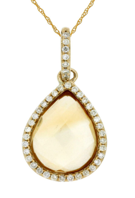14 Karat Yellow Halo Gemstone Pendant