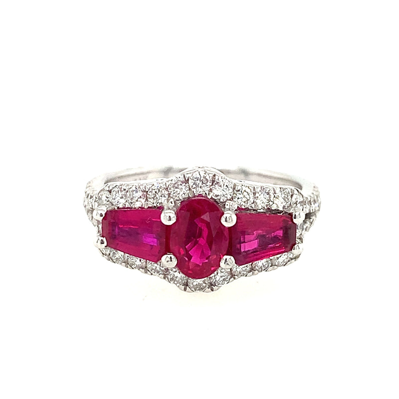 14 Karat White Lady's Halo Gemstone Fasion Ring