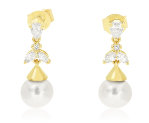 14 Karat Yellow Dangle Diamonds Earrings