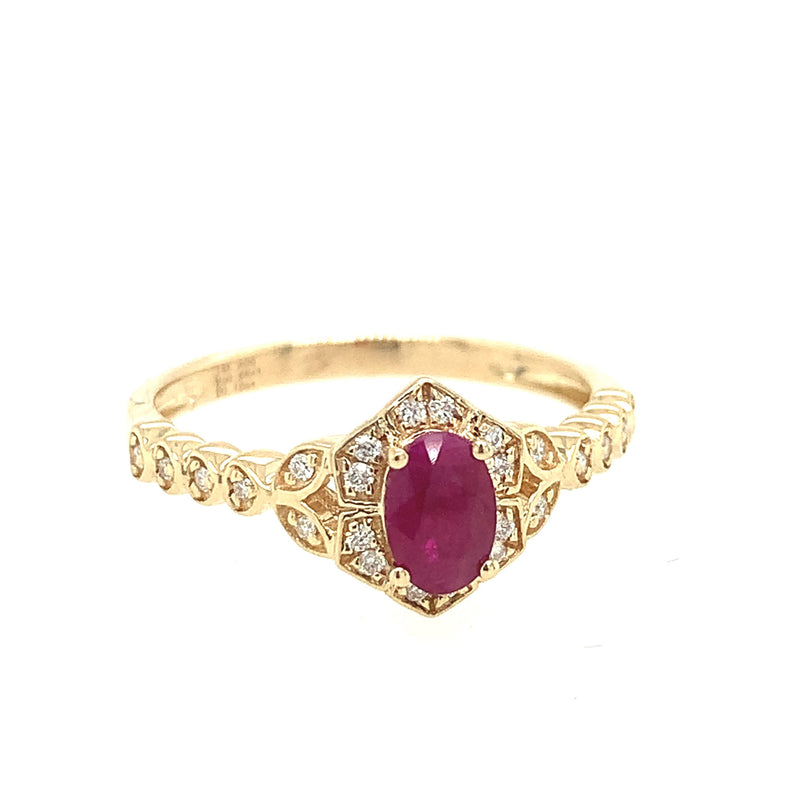 14 Karat Yellow Lady's Flower Gemstone Fasion Ring