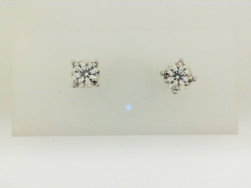 14 Karat White 0.75ct Diamond Stud Earrings - GEMSONE CORPORATION