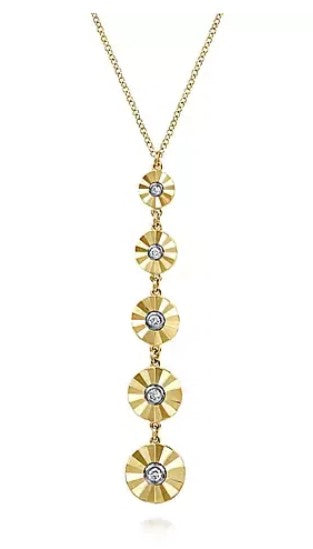 14 Karat Yellow Y Necklace Diamond Necklace - GABRIEL & CO.