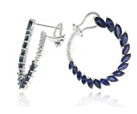 14 Karat White Sapphires Gemstone Earrings