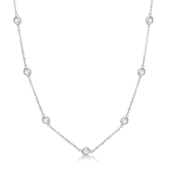 14 Karat White Station Lab Grown Diamond Necklaces