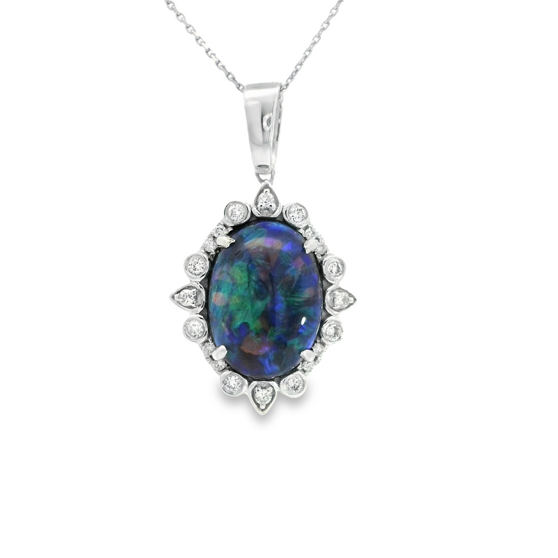 14 Karat White Halo Gemstone Pendant