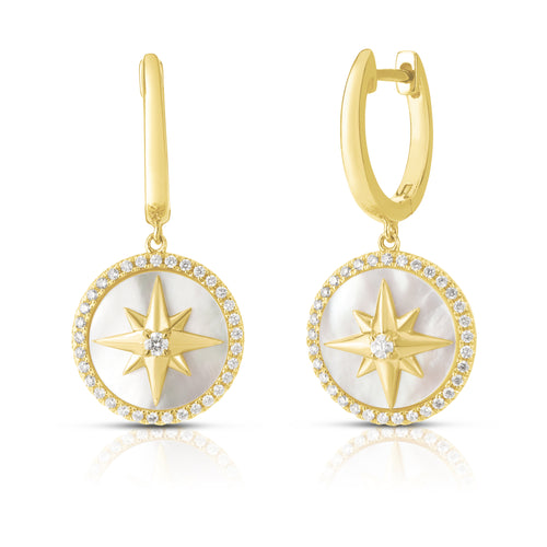 14 Karat Yellow Dangle Diamond Earrings - URBAETIS FINE JEWELRY