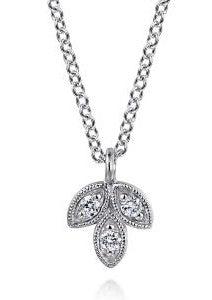 14 Karat White Station Diamond Necklace