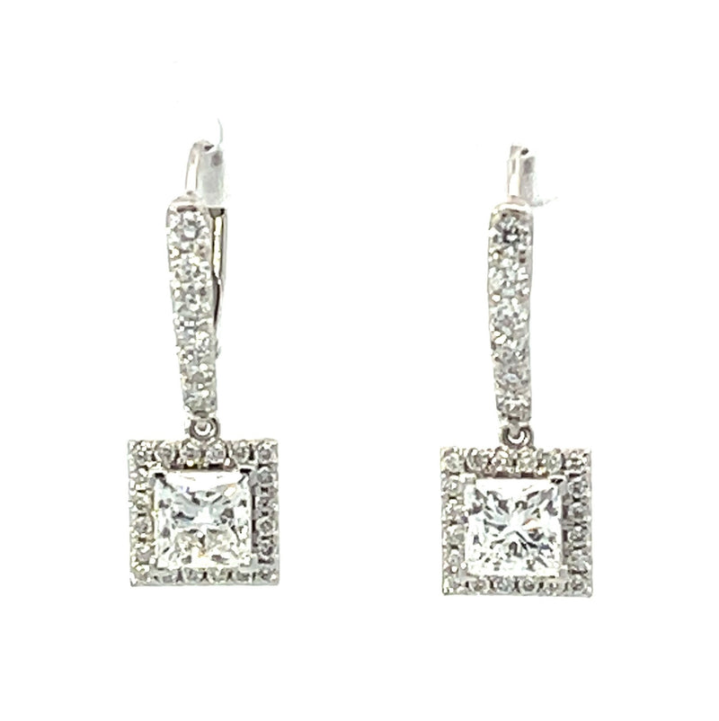 White 14 Karat Dangle Lab Grown Diamond Earrings