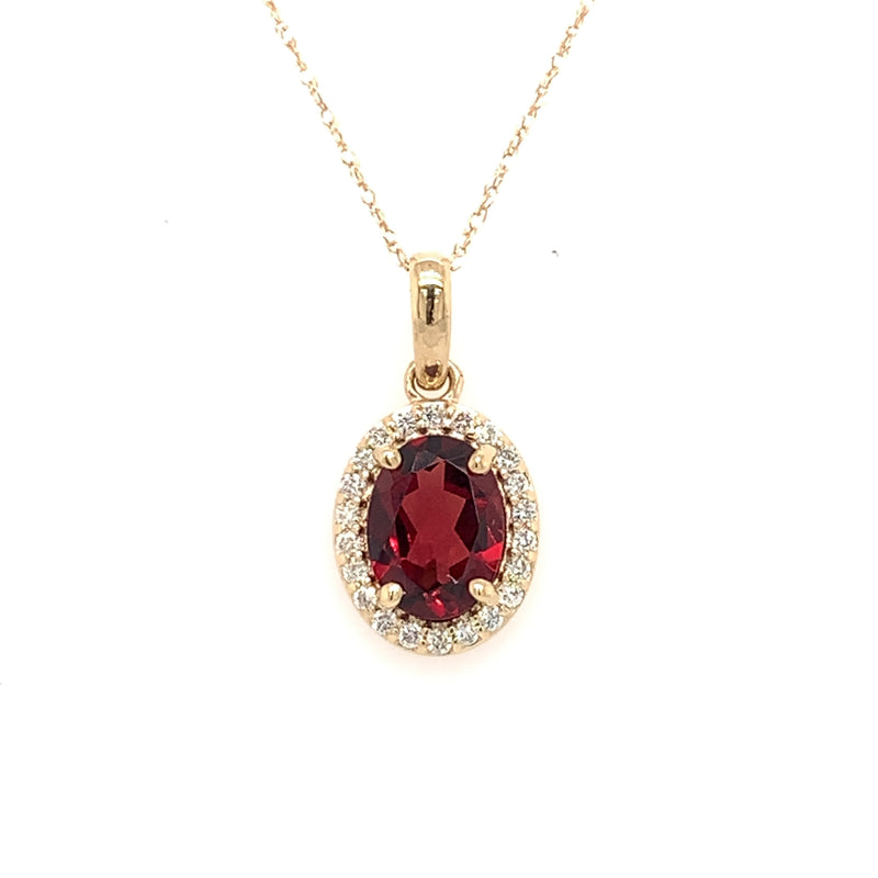 14 Karat Yellow Halo Gemstone Pendant