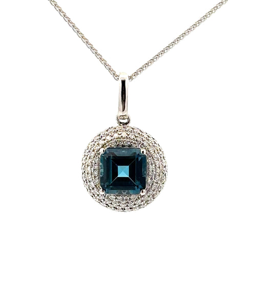 14 Karat White Halo Gemstone Pendant - LALI JEWELS