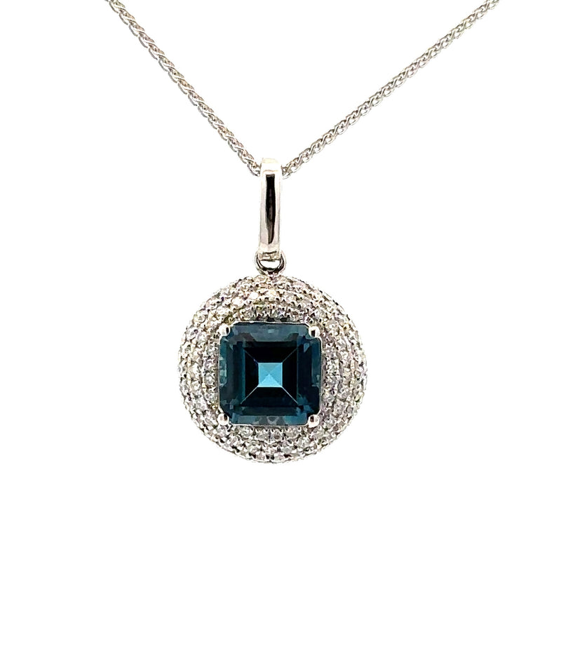 14 Karat White Halo Gemstone Pendant