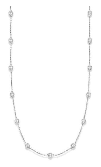 14 Karat White Station Lab Grown Diamond Necklaces - MALAKAN DIAMOND CO.