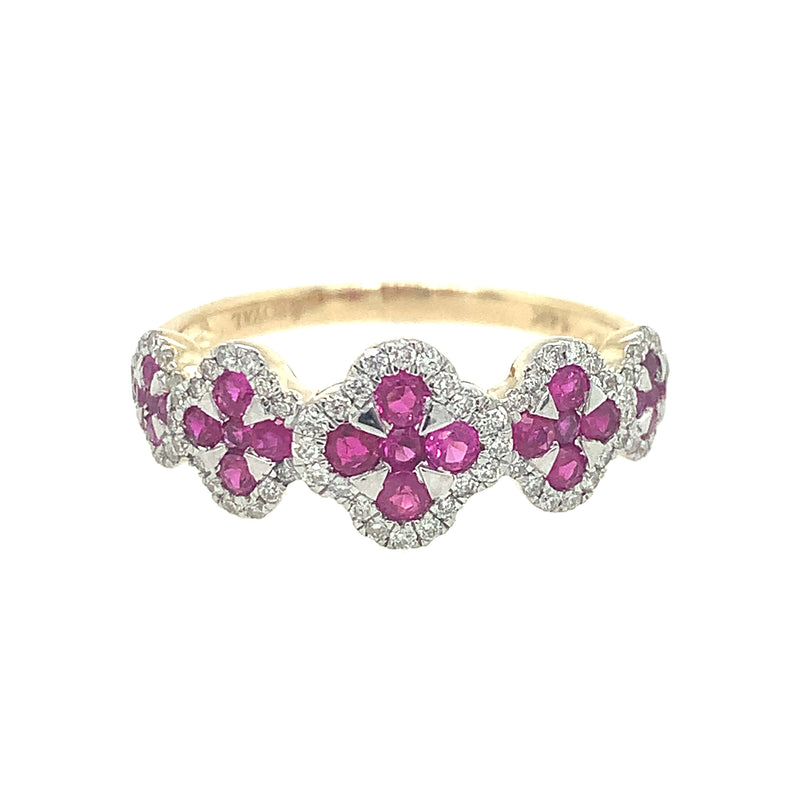 14 Karat Yellow Lady's Flower Gemstone Fasion Ring