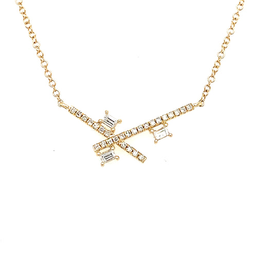 14 Karat Yellow Bar Diamond Necklace - ROMAN + JULES