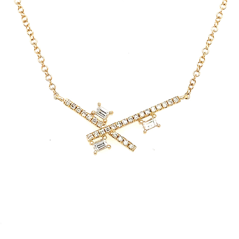 14 Karat Yellow Bar Diamond Necklace