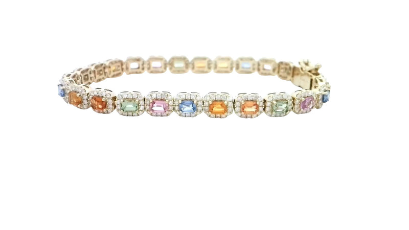 14 Karat Yellow Gemstone Tennis Bracelet