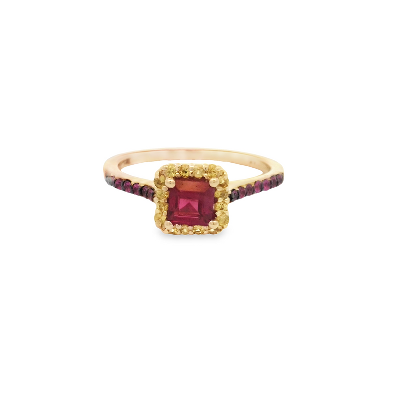 14 Karat Yellow Lady's Halo Gemstone Fasion Ring