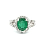 14 Karat White Lady's Halo Gemstone Fasion Ring