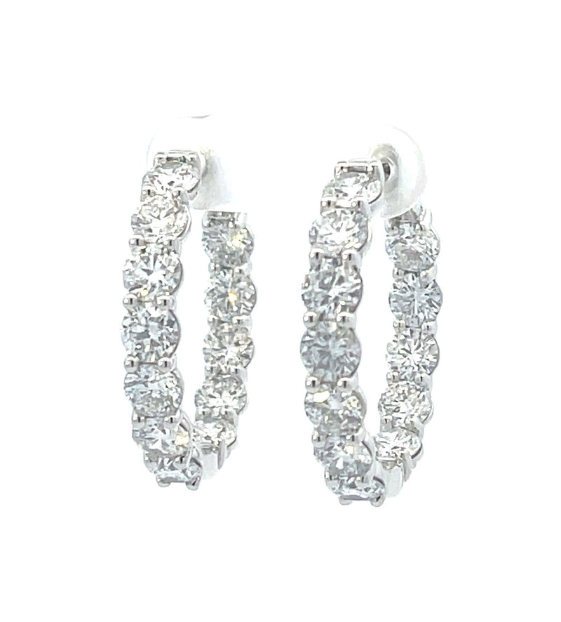 White 14 Karat Medium Hoop Lab Grown Diamond Earrings - MALAKAN DIAMOND CO.